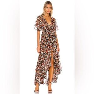 Misa Los Angeles Katarina Dress in Safari Floral Boho
Ruffle Maxi Sz S viscose